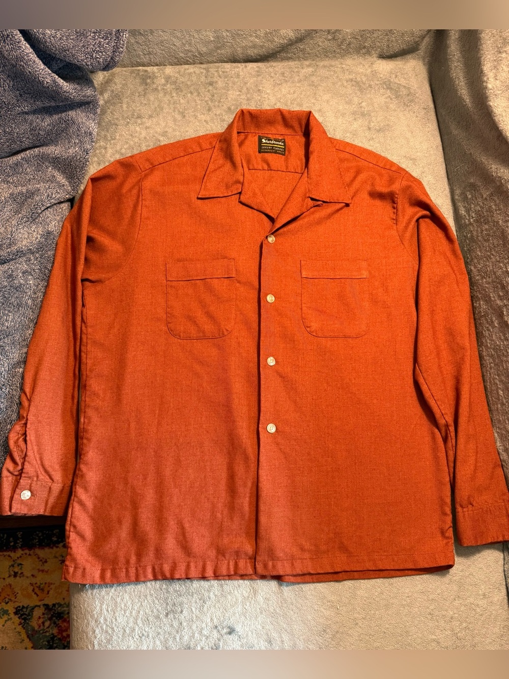 Vintage Sherbrooke Luxury Flannel Permanent Press - Orange Button-Up Shirt